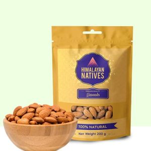 Himalayan Natives 100% Natural Almonds, Raw Almonds Badam Dryfruit, 200G