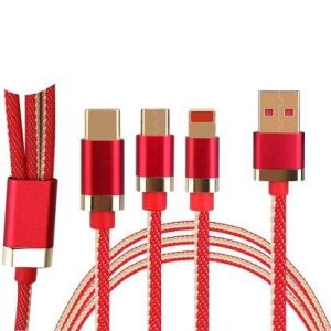 Nitrogen 3-in-1 Fast Charging Nylon Braided durable data cable (Compatible with All Smartphones & Mobile accessories) charging for Micro USB, ios , Android & Type C Devices 1 m USB Type C Cable (Compatible with Mobile, Black, One Cable)