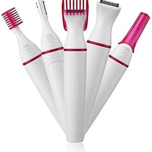 SWIPE UP 5 in 1 trimmer for Upper, Lip, Chin, Eyebrow, bikini trimmer for women, underarm, Face Hair Remover electric machine clipper for women (Pink)