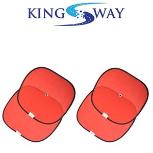 Kingsway Sticky Sun Shades for Car Window for Chevrolet Beat (Red, Set of 4, Cotton Fabric)