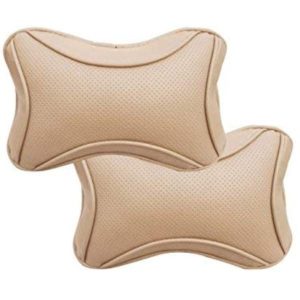 Kingsway Bone Shape Car Neck Rest Pillow for Maruti Suzuki Swift (2018 Model) (Beige Color, Set of 2, Leatherette)