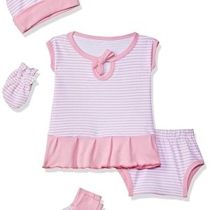 SOUTH SAILOR Baby Boy infants Clothing Set of Baby Jhabla, Nappies, Cap, Mitten & Booties- Pack of 4 (0-6 Months)