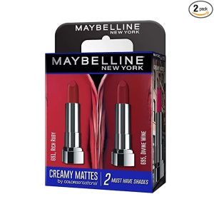 Maybelline Creamy Matte Lipstick, Matte Finish, (Pack of 2) – Rich Ruby & Divine Wine