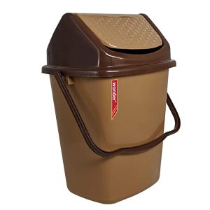 WONDER Plastic Prime Plastic Delight Plastic Swing Dustbin for Home/Kitchen/Office, 1 Pc, 7 Ltrs, Caramel & Brown Color, Made in India, Standard