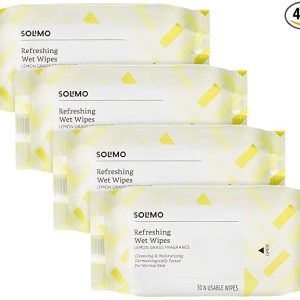 Amazon Brand – Solimo Refreshing Wet Wipes, Lemon Grass – 30 Wipes (Pack of 4)