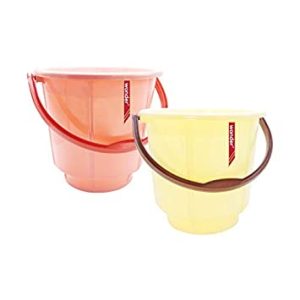 Wonder Plastic Prime Bucket Set, 2 Bucket, 9 Liters, Pink & Yellow Color, Made in India