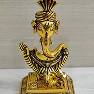 Gold Plated Metal Handicraft Lord Ganesha Idol