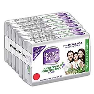 BoroPlus Antiseptic and Moisturising Bathing Soap with Aloe Vera, Neem and Tulsi | 99.9% Germ and Virus Protection | For Smooth, Soft & Nourished Skin, 125g (Pack of 6)