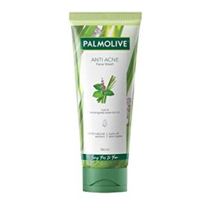 Palmolive Anti Acne Purifying Gel Facewash, 100ml, Made up of a 100% Natural Unique Blend of Tulsi and Lemongrass Essential Oil Extract, Face Wash Suitable for All Skin Types