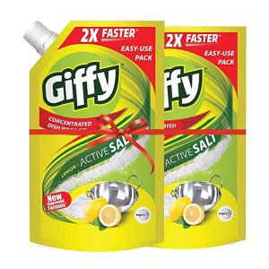 Giffy Lemon & Active Salt Concentrated Dish Wash Gel by Wipro, 900ml (Pack of 2)