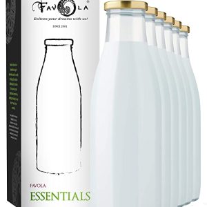 Glass Bottle with Air Tight White Cap (Pack of 6)