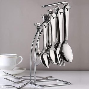 Cutlery Set with Rack 24 Pieces Stainless Steel