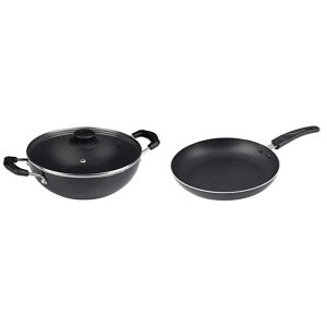 Cresta Aluminium Flat Base Kadai + Pan Combo