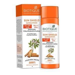 Biotique Sun Shield Sandalwood 50+SPF UVB Sunscreen 120ml