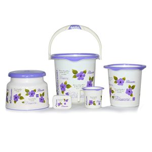 Cello Blossom 5 Piece Plastic Bath Set