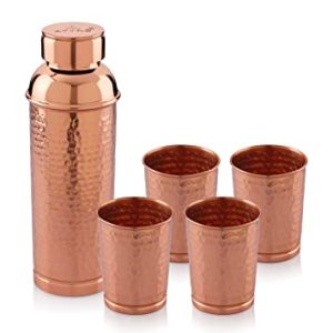 Copper Water Bottle with 4 Glasses