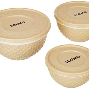 Solimo Plastic Storage Containers with Lid, 3 Pieces