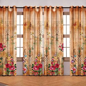 Curtains for Door 7 feet Set of 4, Brown