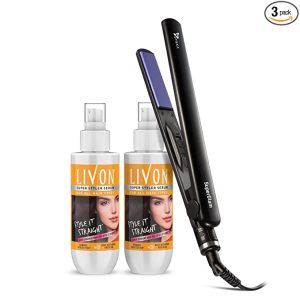 Livon Super Styler Serum (100ml x 2) with Syska Hair Straightener