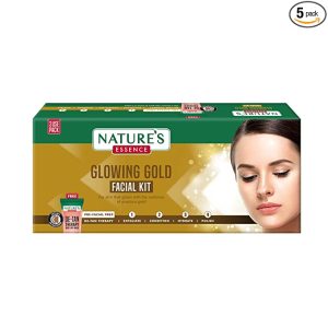 Nature’s Essence Glowing Gold Facial Kit 3 Use, Multiple, 5 count, 75 gm