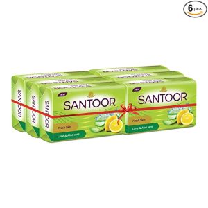 Santoor Aloe Fresh Soap, 125 g (Pack of 6)