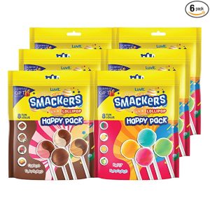 LuvIt Smackers Fruit & Chocolate Flavoured Lollipops Pack of 6