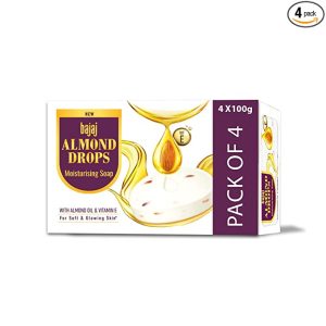 Bajaj Almond Drops Moisturising Soap with Almond Oil and Vitamin E (100gm × 4)
