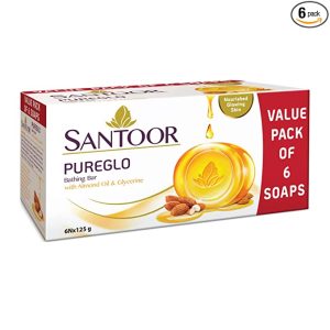Santoor PureGlo Glycerine Bath Soap 125g (Pack of 6)