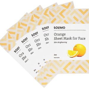 Solimo Face Sheet Mask, Orange, Pack of 5