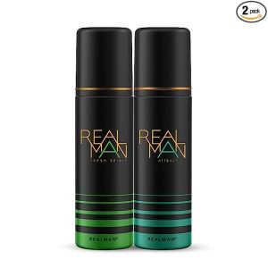 Realman Deodorant Sprit + Attract for Men, 400ml (Pack Of 2)