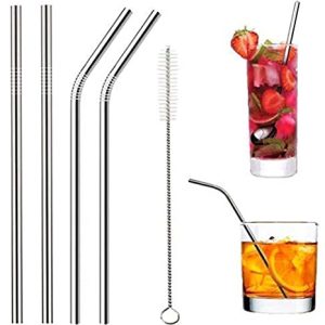 Stainless Steel Drinking Straws (2 Bent + 2 Straight +1 Brush)