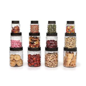 Cello Checkers Plastic PET Canister Set 12PCS