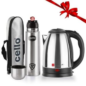 Cello Electric Kettle, 1.8 Ltr + Flipstyle Bottle 750 ml