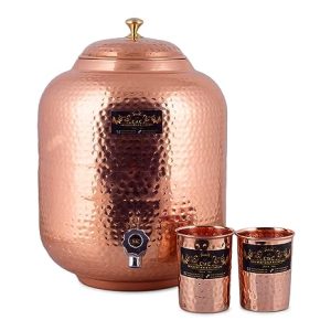 Copper Water Dispenser/Matka 4 l and 2 Glass