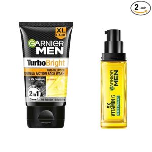 Garnier Men Turbo Bright Face Wash 150g + Vitamin C Serum Gel, 30ml Combo