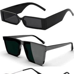 Men Small Narrow Square Sun Glasses Combo offer ( Pack Of 4)