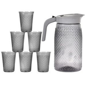 Plastic Water Jug with 6 Tumblers Drinkware Set