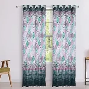 Solimo Polyester Blackout Printed Long Door Curtains (Pack of 2, 9 Feet, Green)
