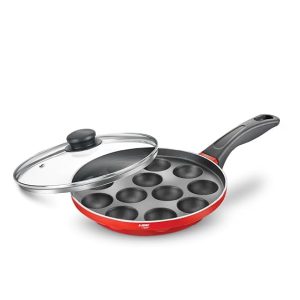 Judge by Prestige Non-Stick Paniarakkal 12 Pit with Glass Lid 24 cm Diameter