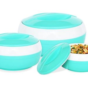 Princeware Solar Plastic Plaid Casserole Set (Green) -3 Pieces