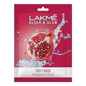 Lakme Blush & Glow Pomegranate Sheet Mask, Soothing, Hydrating, 25 ml
