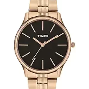 TIMEX 3 Hands Men Analog Black Dial Rose Gold Watch